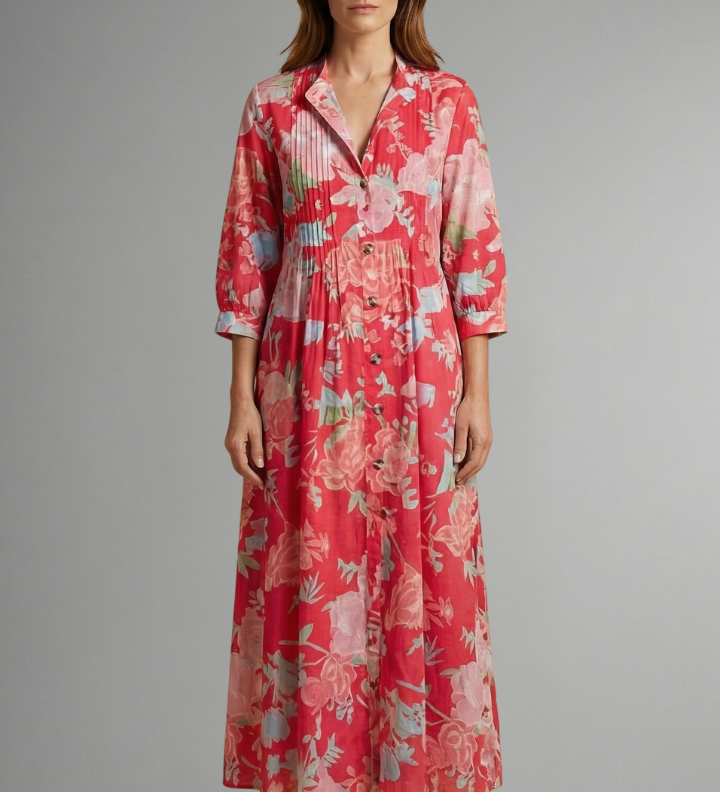 Maxikleid für Damen mit Blumenmuster und Taschen