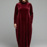 Maxikleid für Frauen mit hohem Kragen und langen Ärmeln