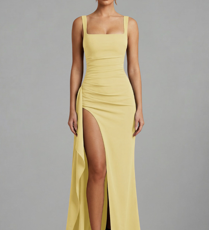 Maxikleid für Damen mit offenem Rücken und Slip-Design