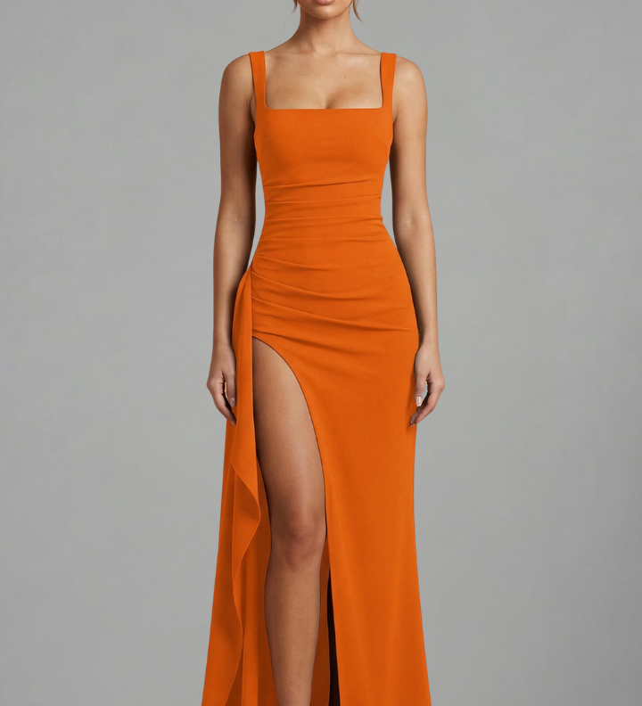 Maxikleid für Damen mit offenem Rücken und Slip-Design