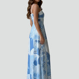 Maxikleid für Damen mit gemusterter Oberfläche und ärmellosem Stil