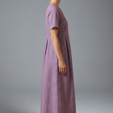 Maxikleid für Frauen mit plissiertem Bund und Seitentaschen