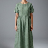 Maxikleid für Frauen mit plissiertem Bund und Seitentaschen
