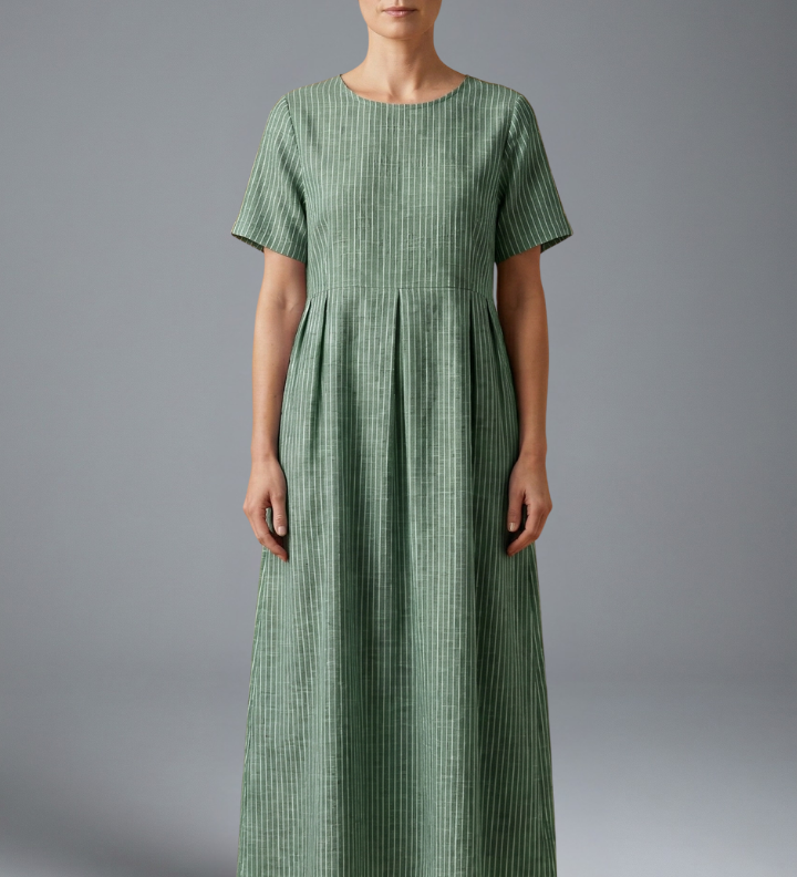 Maxikleid für Damen mit gefaltetem Taillendetail und Seitentaschen