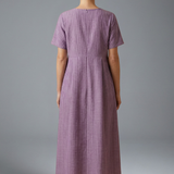 Maxikleid für Frauen mit plissiertem Bund und Seitentaschen