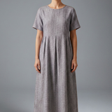 Maxikleid für Frauen mit plissiertem Bund und Seitentaschen