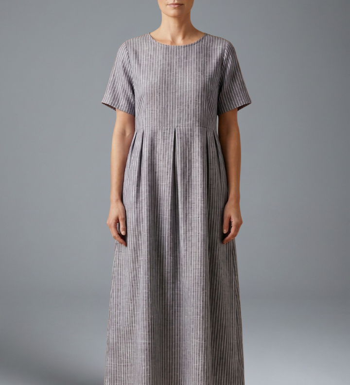 Maxikleid für Damen mit gefaltetem Taillendetail und Seitentaschen