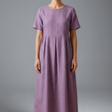Maxikleid für Frauen mit plissiertem Bund und Seitentaschen