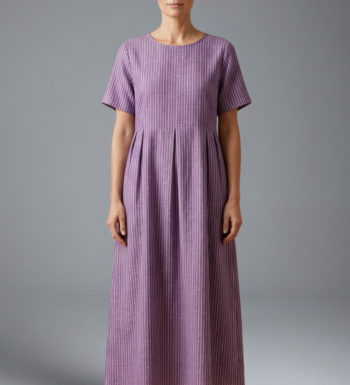 Maxikleid für Frauen mit plissiertem Bund und Seitentaschen