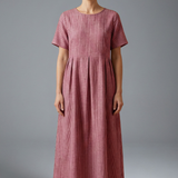 Maxikleid für Frauen mit plissiertem Bund und Seitentaschen