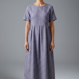 Maxikleid für Frauen mit plissiertem Bund und Seitentaschen
