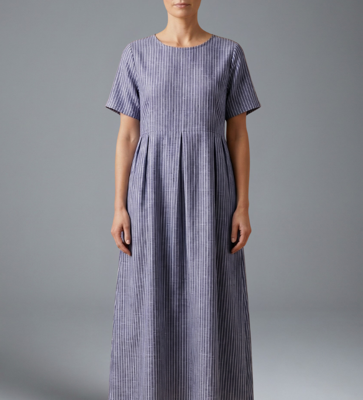 Maxikleid für Frauen mit plissiertem Bund und Seitentaschen
