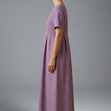 Maxikleid für Frauen mit plissiertem Bund und Seitentaschen