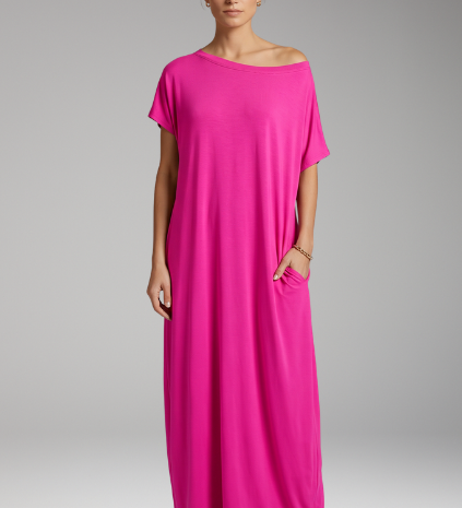 Maxikleid für Damen mit Rundhalsausschnitt und fließendem Rock