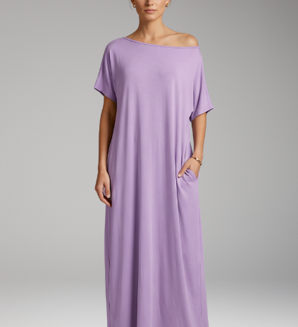Maxikleid für Damen mit Rundhalsausschnitt und fließendem Rock