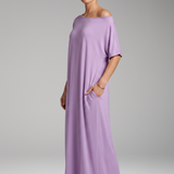 Maxikleid für Damen mit Rundhalsausschnitt und fließendem Rock