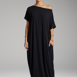 Maxikleid für Damen mit Rundhalsausschnitt und fließendem Rock