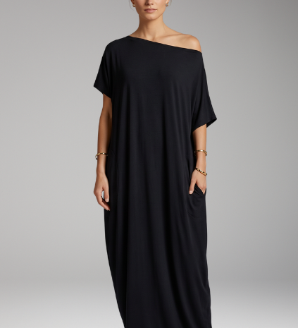 Maxikleid für Damen mit Rundhalsausschnitt und fließendem Rock
