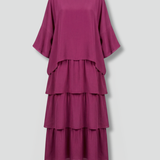 Maxikleid für Damen mit Rundhalsausschnitt und gestuftem Rock