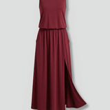 Maxikleid für Damen mit Rundhalsausschnitt und ärmellosem Design