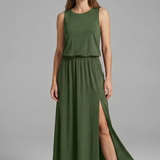 Maxikleid für Damen mit Rundhals und ärmellosem Design