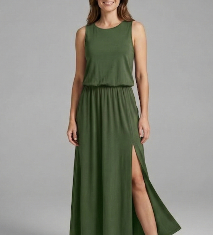 Maxikleid für Damen mit Rundhals und ärmellosem Design