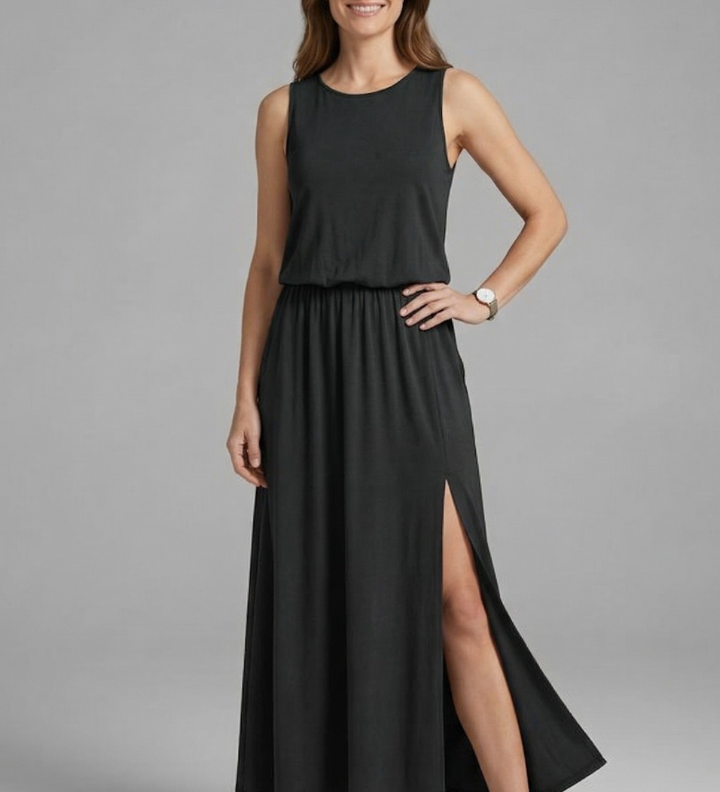 Maxikleid für Damen mit Rundhals und ärmellosem Design