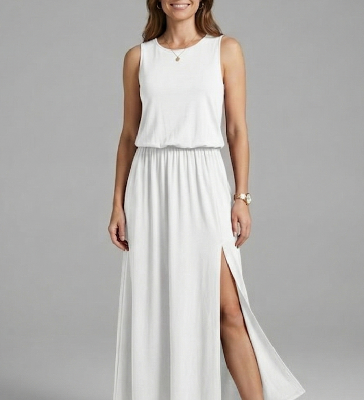 Maxikleid für Damen mit Rundhals und ärmellosem Design