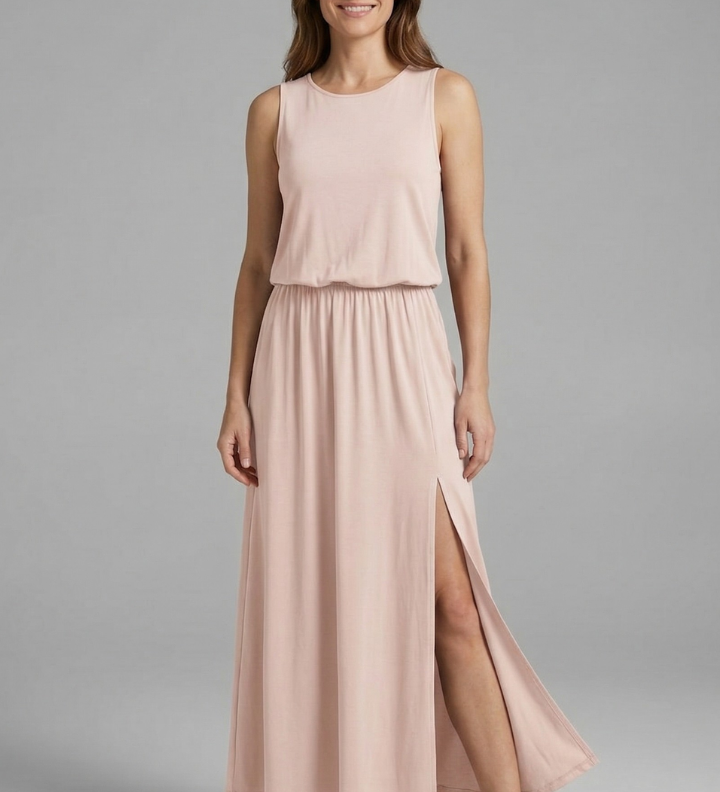 Maxikleid für Damen mit Rundhals und ärmellosem Design
