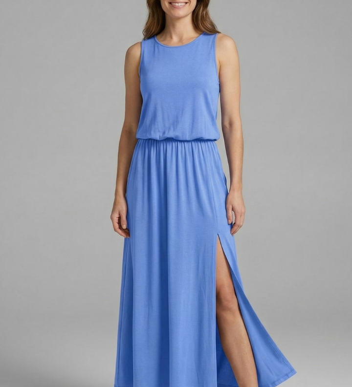Maxikleid für Damen mit Rundhals und ärmellosem Design