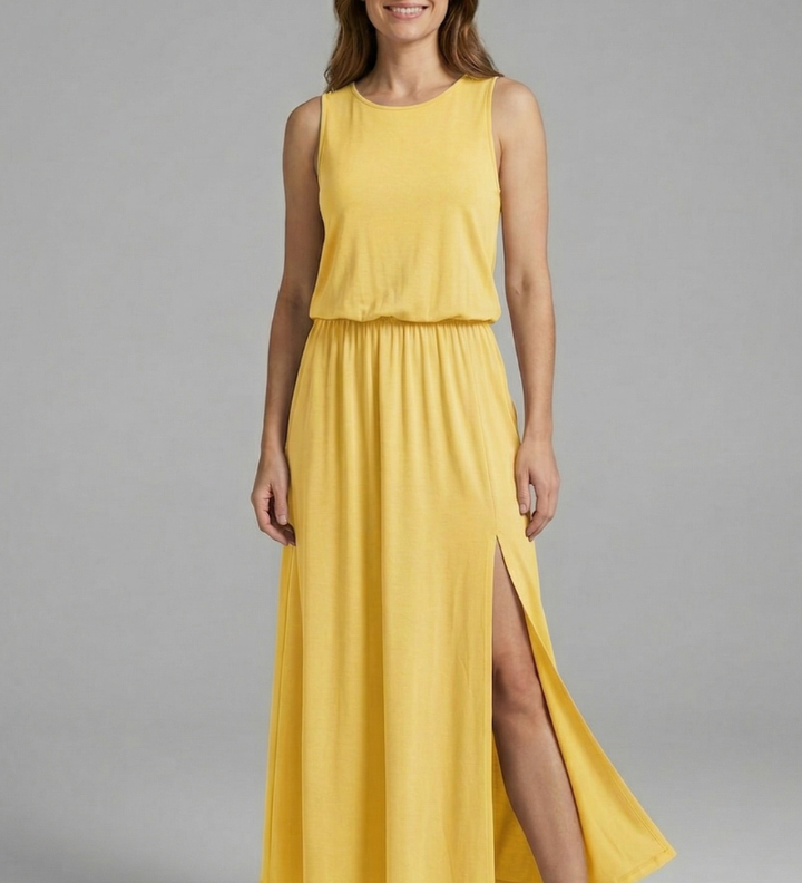 Maxikleid für Damen mit Rundhals und ärmellosem Design
