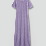 Damen Maxi-Kleid mit kurzen Ärmeln und durchbrochener Oberfläche