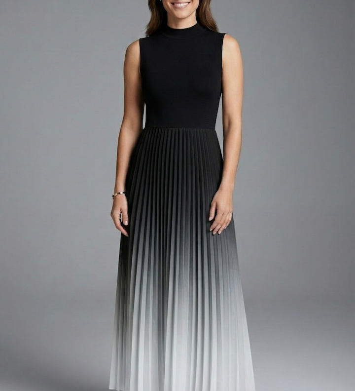 Maxikleid für Damen mit ärmellosem Design und gefaltetem Rock