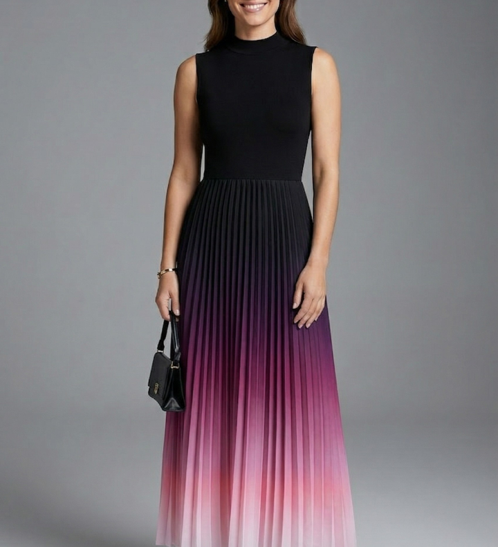 Maxikleid für Damen mit ärmellosem Design und gefaltetem Rock