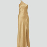 Maxikleid für Damen mit Schlitz und asymmetrischem Ausschnitt