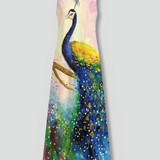 Maxikleid für Damen mit Schlitz-Ausschnitt und ärmellosem Design
