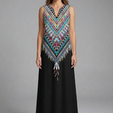 Maxikleid für Damen mit Schlitz-Ausschnitt und ärmellosem Design