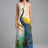 Maxikleid für Damen mit Schlitz-Ausschnitt und ärmellosem Design