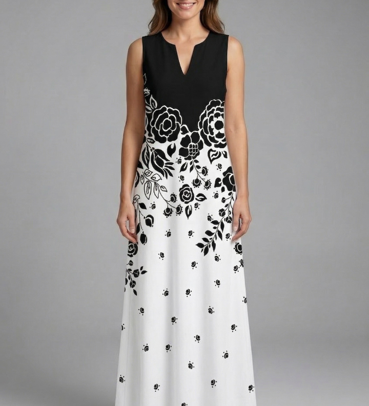 Maxikleid für Damen mit Schlitz-Ausschnitt und ärmellosem Design