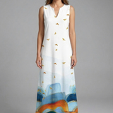 Maxikleid für Damen mit Schlitz-Ausschnitt und ärmellosem Design