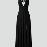 Maxikleid für Frauen mit Bindeband und Schlitz