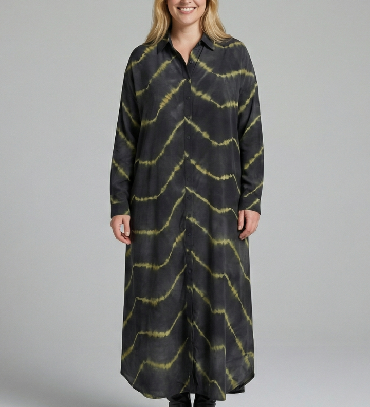 Maxikleid für Damen mit V-Ausschnitt und Knopfverschluss