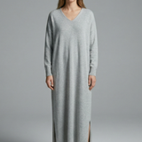 Maxikleid für Damen mit V-Ausschnitt und langen Ärmeln