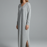 Maxikleid für Damen mit V-Ausschnitt und langen Ärmeln