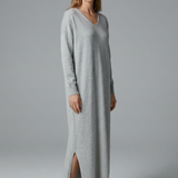 Maxikleid für Damen mit V-Ausschnitt und langen Ärmeln