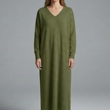 Maxikleid für Damen mit V-Ausschnitt und langen Ärmeln