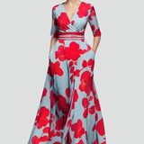Damen Maxikleid mit V-Ausschnitt und bedruckter Oberfläche