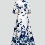 Damen Maxikleid mit V-Ausschnitt und bedruckter Oberfläche