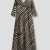 Damen Maxi-Kleid mit V-Ausschnitt und kurzen Ärmeln