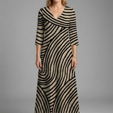 Damen Maxi-Kleid mit V-Ausschnitt und kurzen Ärmeln